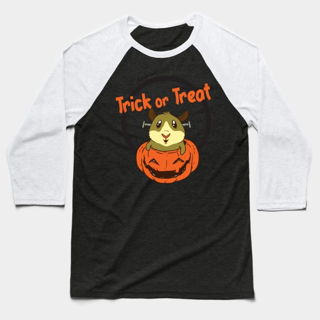 Hamster Pumpkin Halloween Trick or Treat Baseball T-Shirt by DePit DeSign